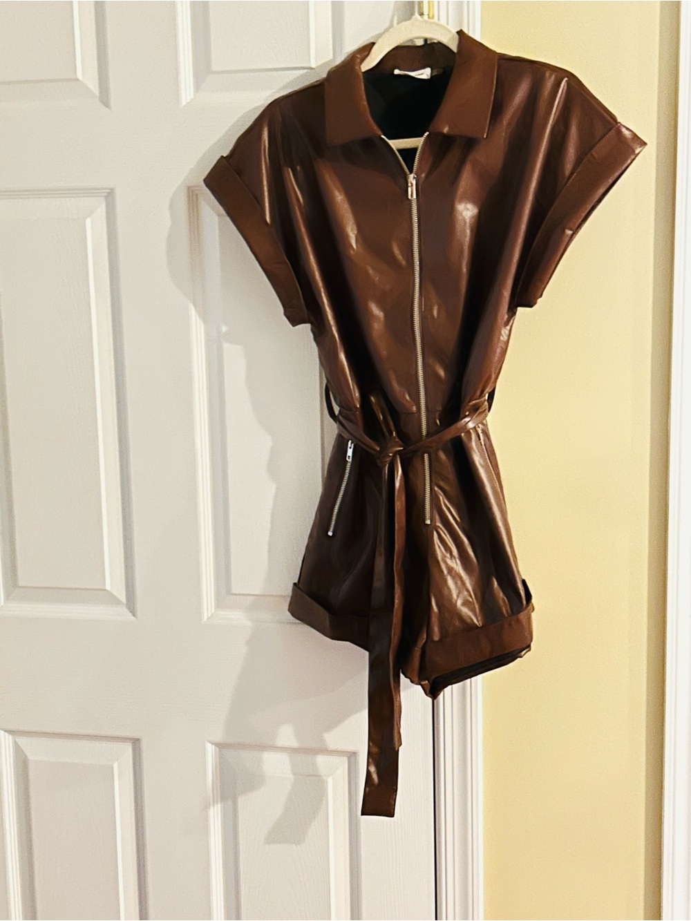 Faux Leather Short Jumpsuit